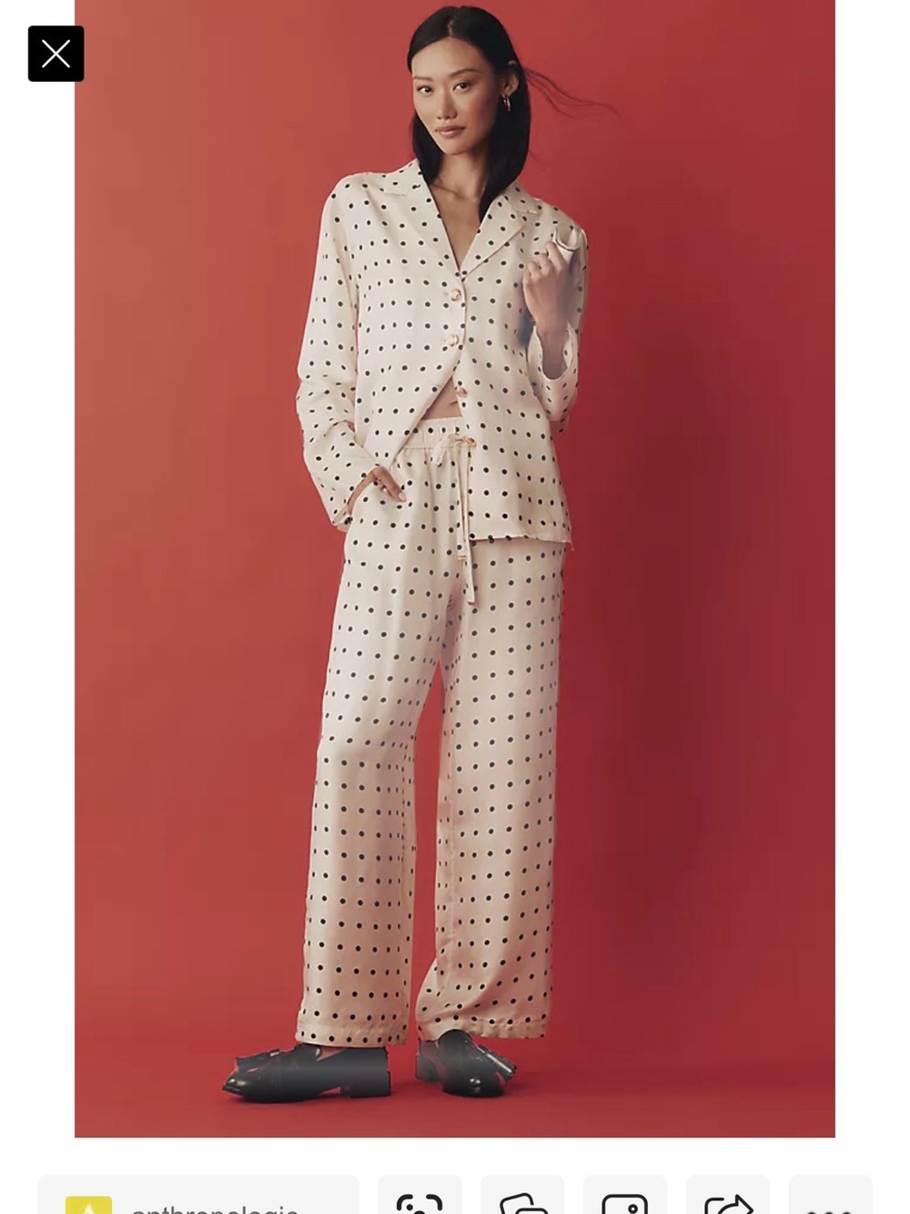 Maude Club for Anthropologie silk polka dot pj set